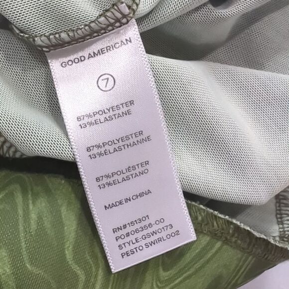 Good American Pants 4XL Green Sheer Bootcut Pesto Swirl Swim Coverup Size 7 - Picture 6 of 10